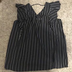 Women’s Betsey’s Boutique Shop Black and White Striped Blouse Size XL